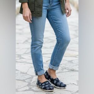 TOMS Black White 710515 Geometric Square Slip On Loafers Shoes Women’s 8.5